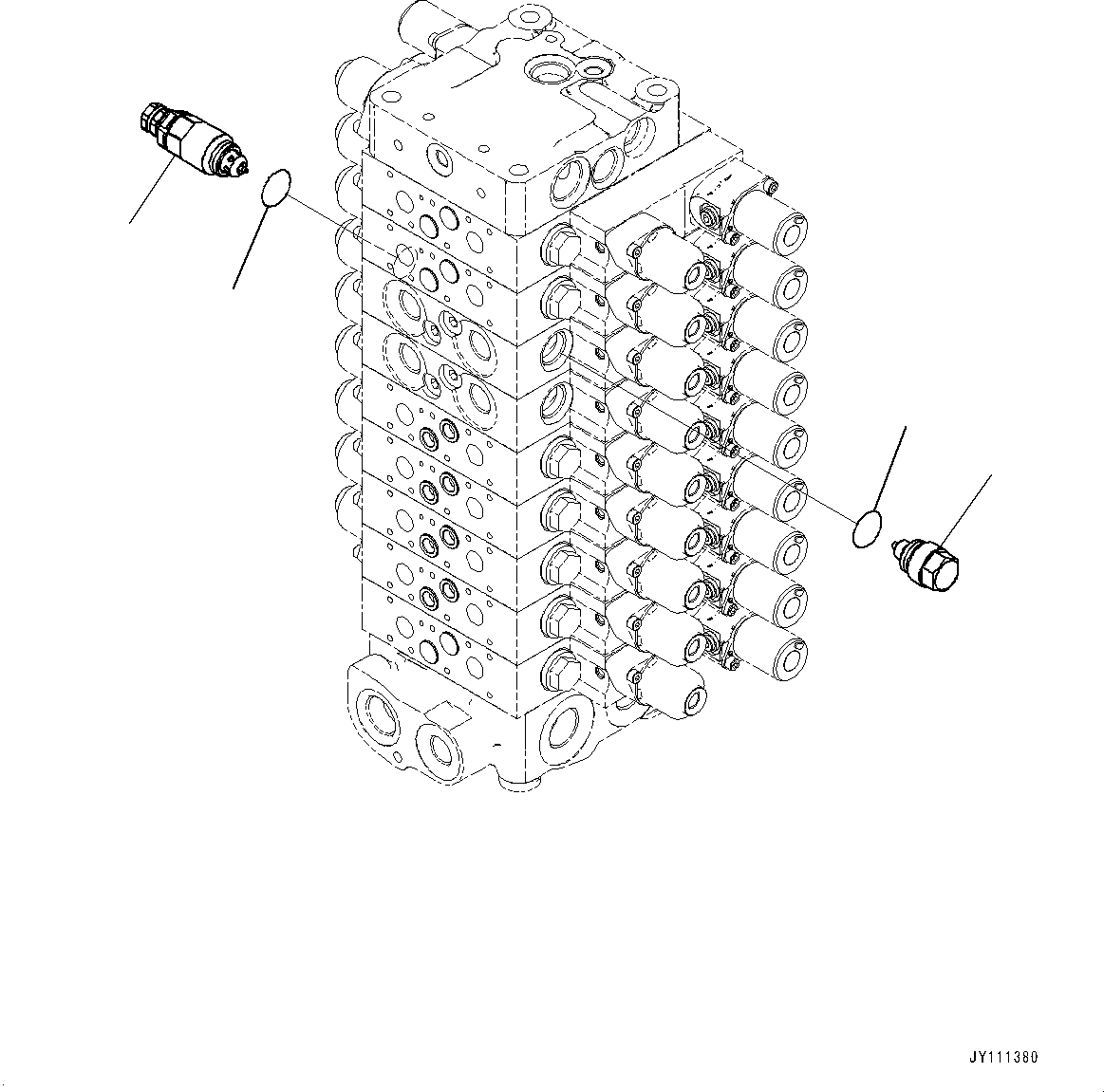 Komatsu parts book diagram for GD955-7M0 S/N 31001-UP: CONTROL VALVE, 9-VALVE (14/25)(#30001-)
