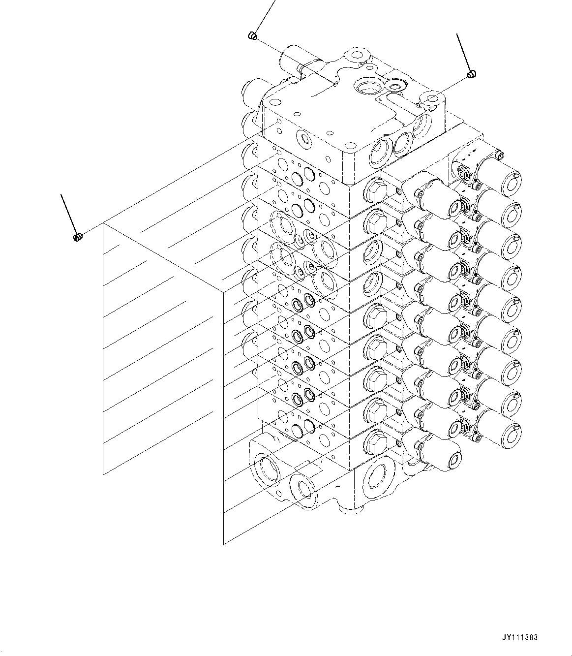 Komatsu parts book diagram for GD955-7M0 S/N 31001-UP: CONTROL VALVE, 9-VALVE (17/25)(#30001-)