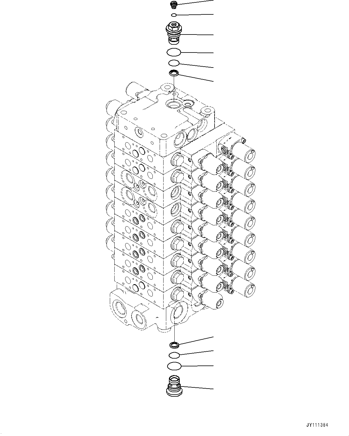 Komatsu parts book diagram for GD955-7M0 S/N 31001-UP: CONTROL VALVE, 9-VALVE (18/25)(#30001-)