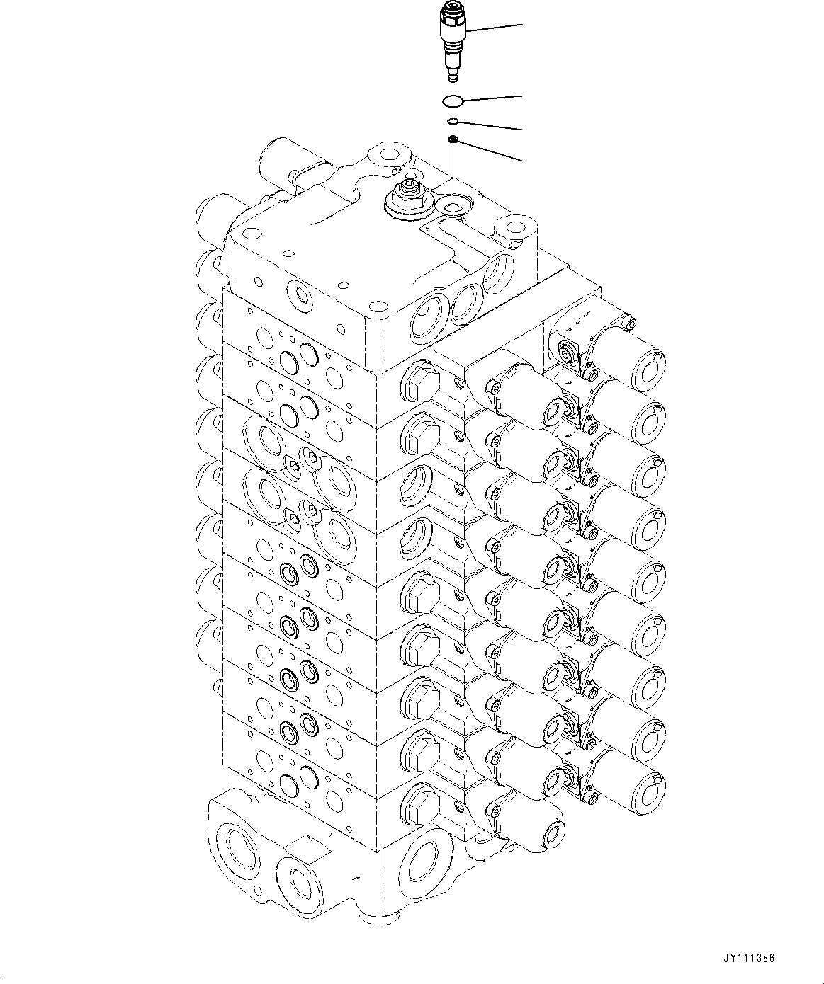 Komatsu parts book diagram for GD955-7M0 S/N 31001-UP: CONTROL VALVE, 9-VALVE (19/25)(#30001-)