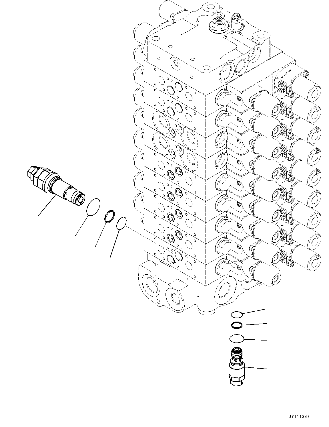 Komatsu parts book diagram for GD955-7M0 S/N 31001-UP: CONTROL VALVE, 9-VALVE (20/25)(#30001-)