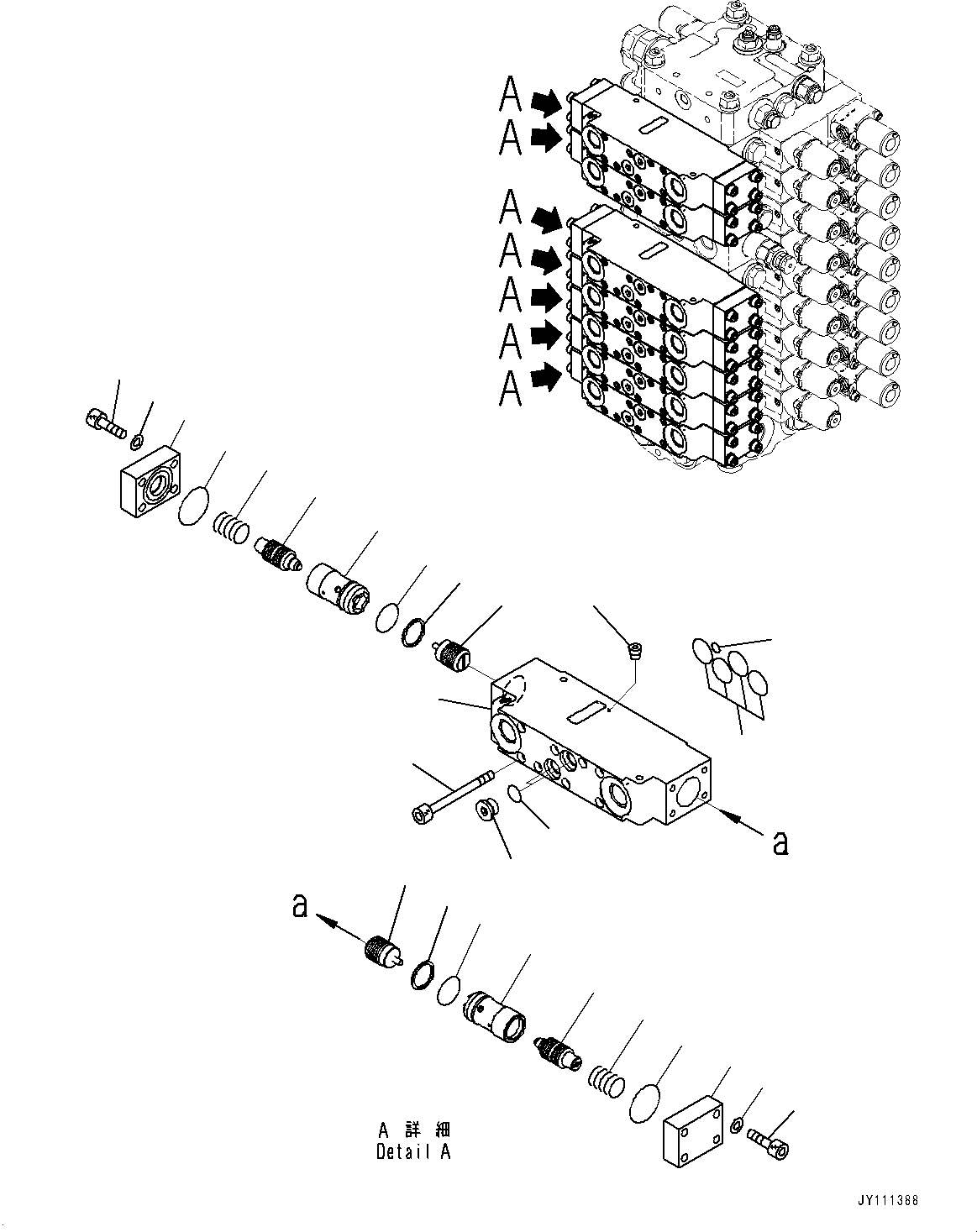 Komatsu parts book diagram for GD955-7M0 S/N 31001-UP: CONTROL VALVE, 9-VALVE (21/25)(#30001-)