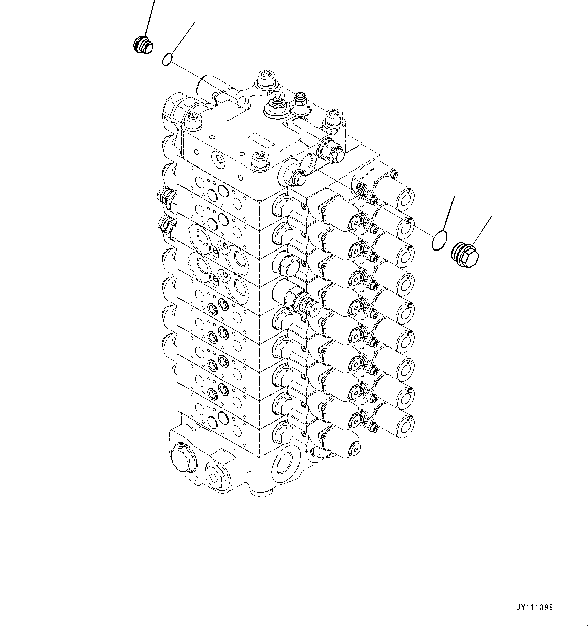 Komatsu parts book diagram for GD955-7M0 S/N 31001-UP: CONTROL VALVE, 9-VALVE (22/25)(#30001-)