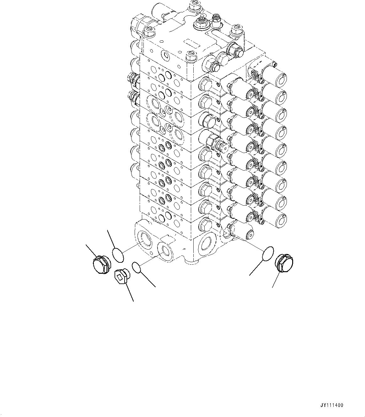 Komatsu parts book diagram for GD955-7M0 S/N 31001-UP: CONTROL VALVE, 9-VALVE (23/25)(#30001-)