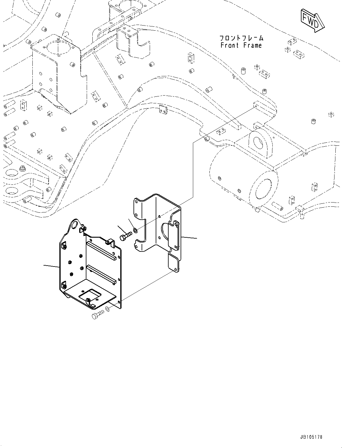 Komatsu parts book diagram for GD955-7M0 S/N 31001-UP: FRONT FRAME VALVE, ACCUMULATOR MOUNTING, R.H.(#30001-)