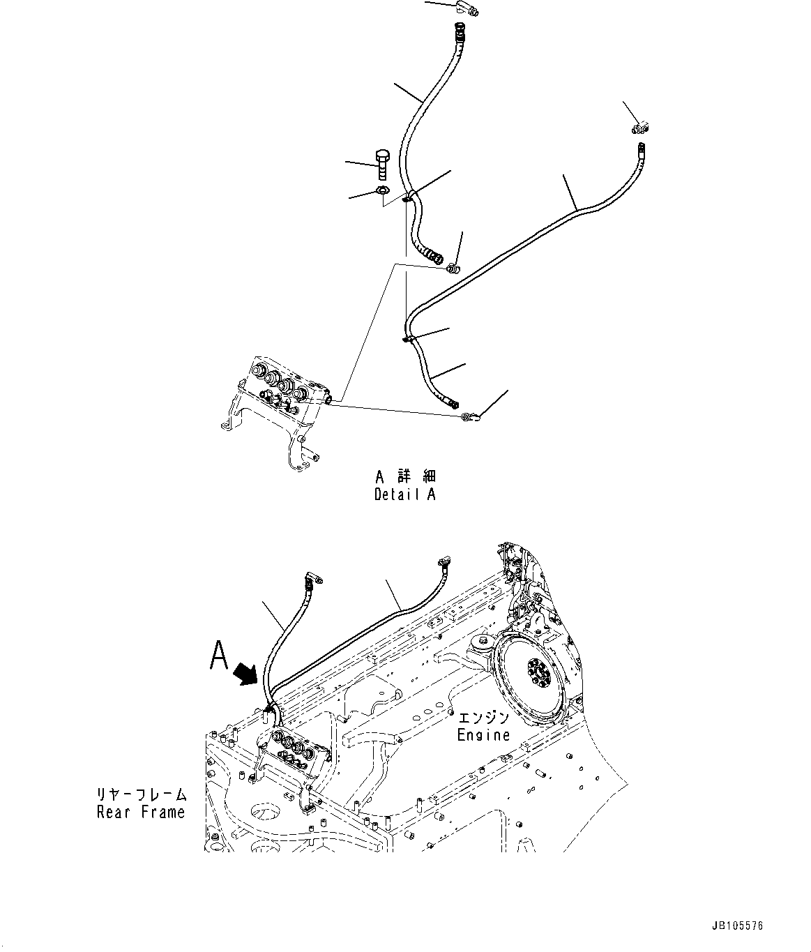 Komatsu parts book diagram for GD955-7M0 S/N 31001-UP: HYDRAULIC PIPING, CONTROL VALVE PIPING(#30001-)