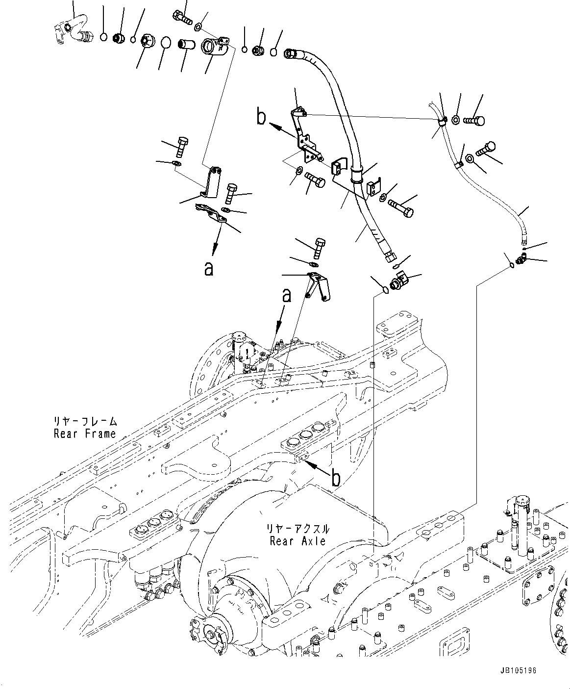 Komatsu parts book diagram for GD955-7M0 S/N 31001-UP: HYDRAULIC PIPING, DIFFERENTIAL LOCK PIPING (2/3)(#30001-)