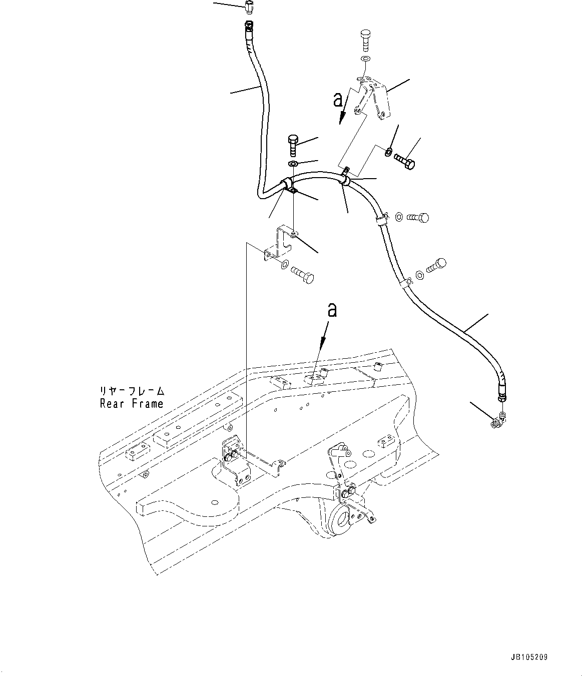 Komatsu parts book diagram for GD955-7M0 S/N 31001-UP: HYDRAULIC PIPING, DIFFERENTIAL LOCK PIPING (3/3)(#30001-)