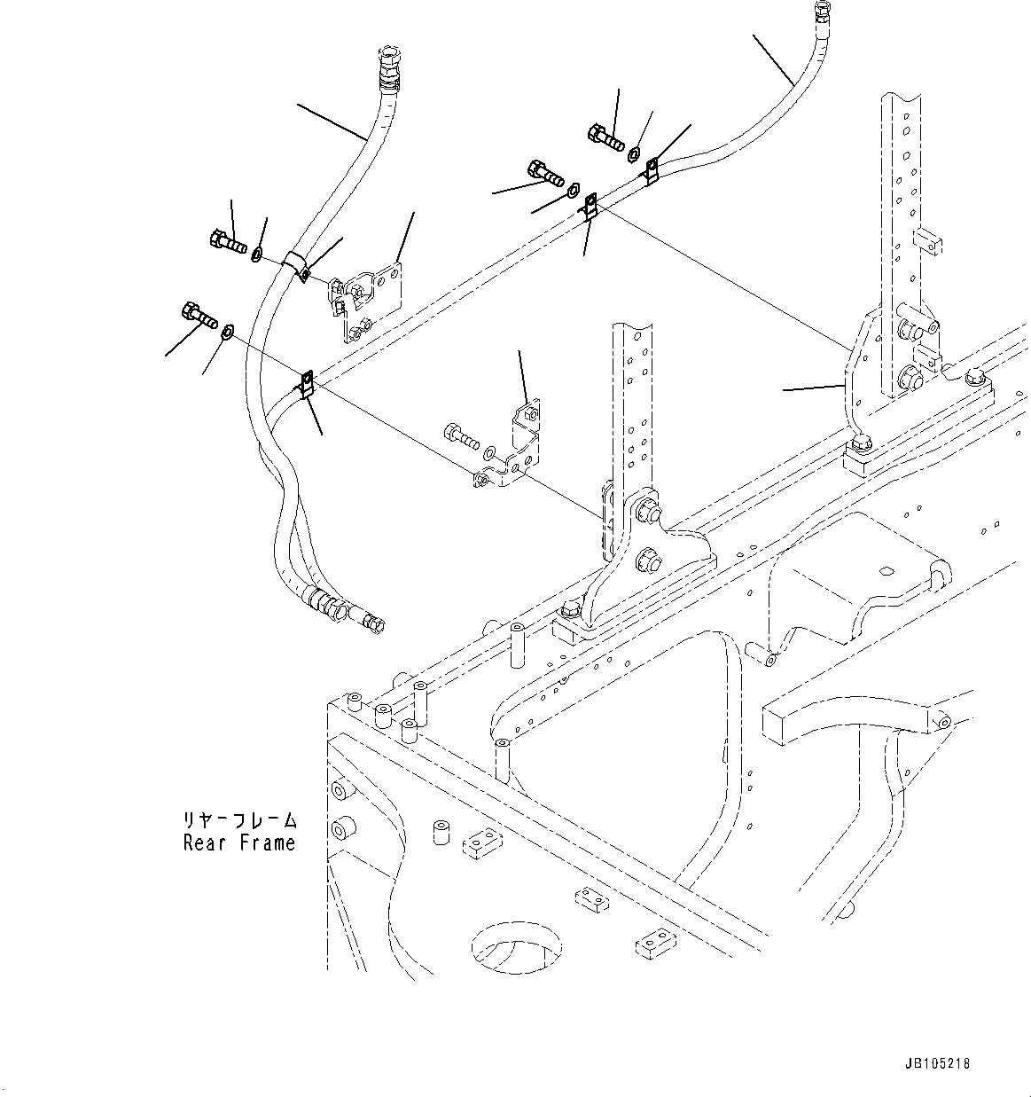 Komatsu parts book diagram for GD955-7M0 S/N 31001-UP: HYDRAULIC PIPING, CONTROL VALVE PIPING MOUNTING(#30001-)