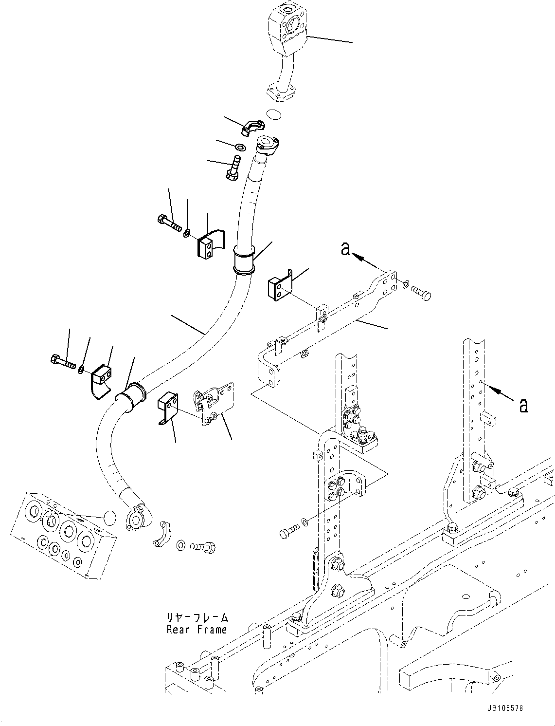 Komatsu parts book diagram for GD955-7M0 S/N 31001-UP: HYDRAULIC PIPING, PIPING MOUNTING (3/3)(#30001-)