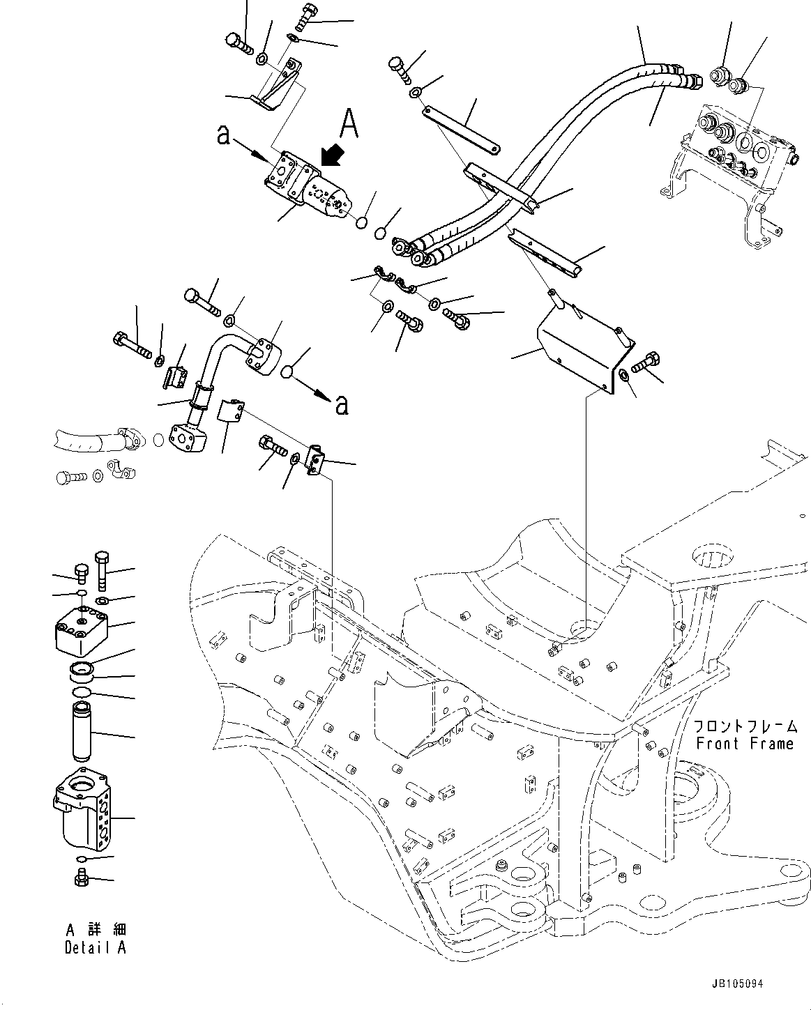 Komatsu parts book diagram for GD955-7M0 S/N 31001-UP: FRONT HYDRAULIC PIPING, CONTROL VALVE PIPING, R.H. (1/3)(#30001-)