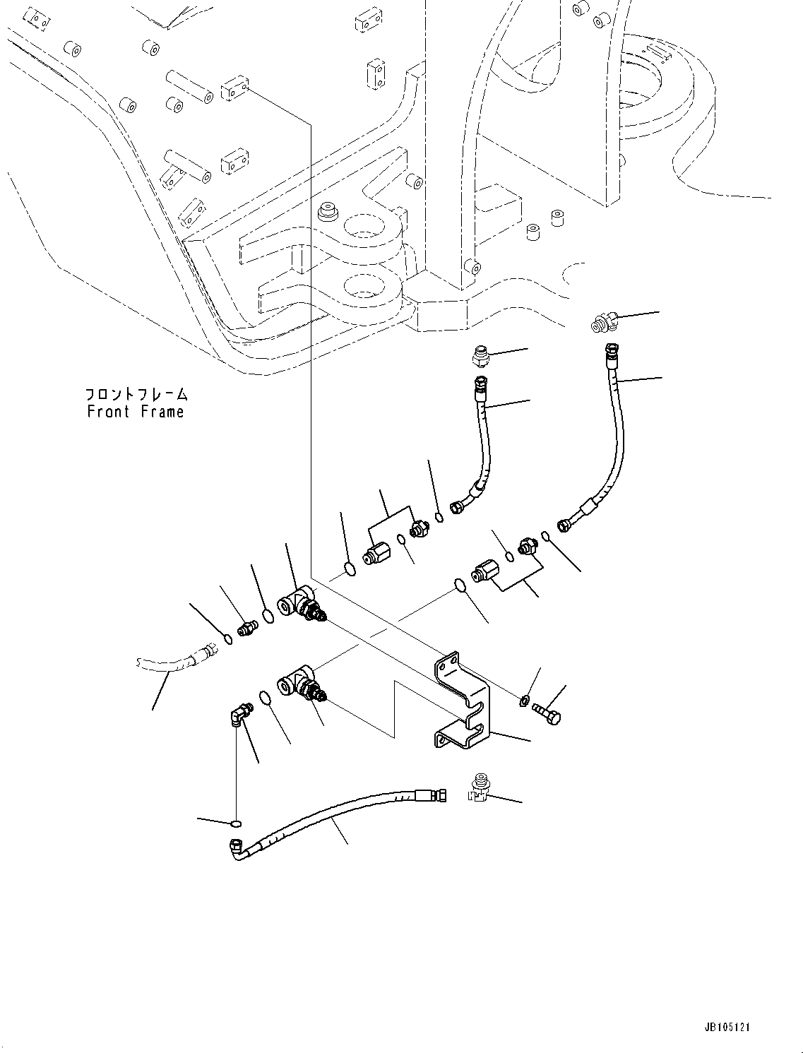 Komatsu parts book diagram for GD955-7M0 S/N 31001-UP: FRONT HYDRAULIC PIPING, SAFETY VALVE PIPING (2/3)(#30001-)