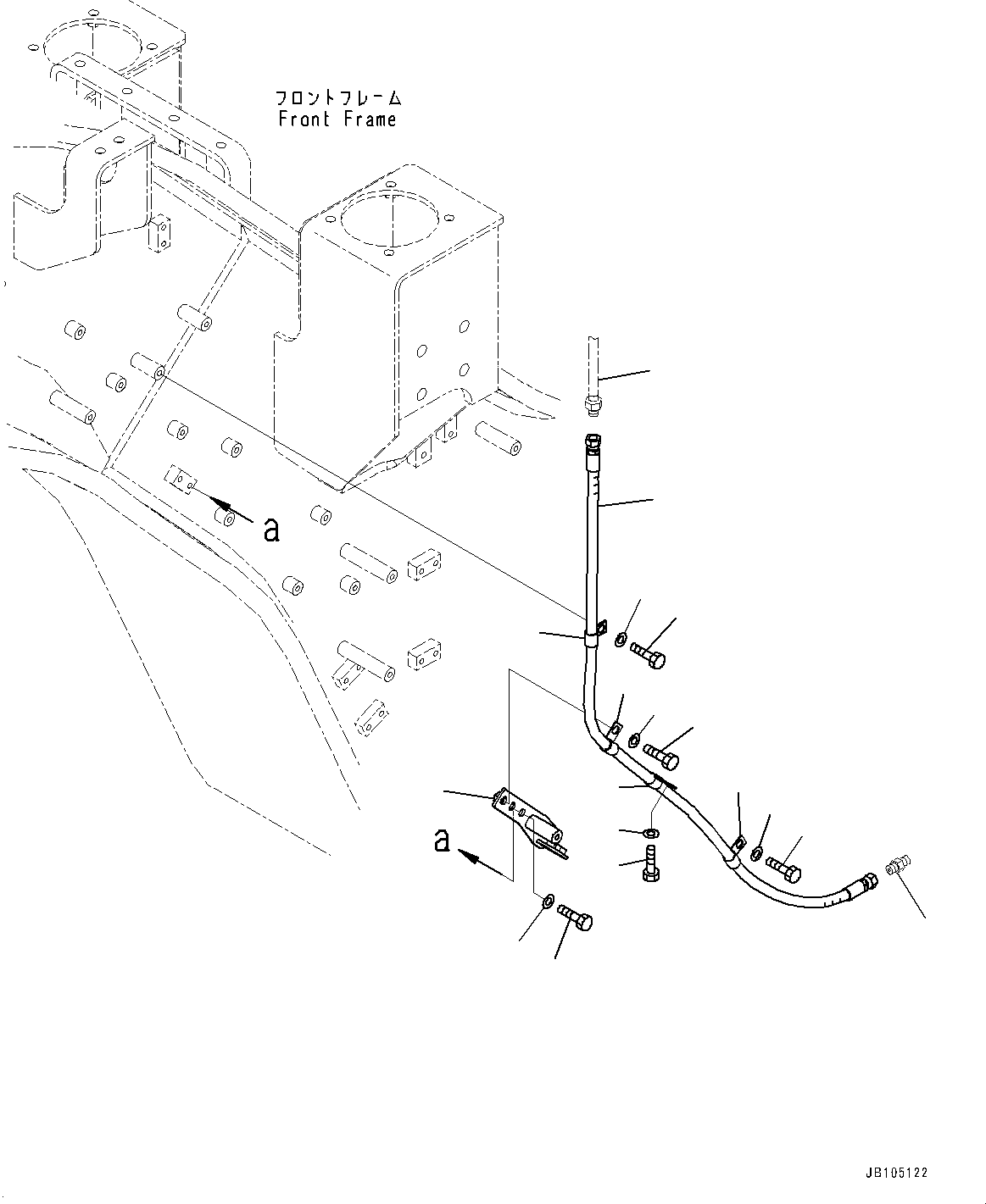 Komatsu parts book diagram for GD955-7M0 S/N 31001-UP: FRONT HYDRAULIC PIPING, CONTROL VALVE PIPING, L.H. (1/2)(#30001-)