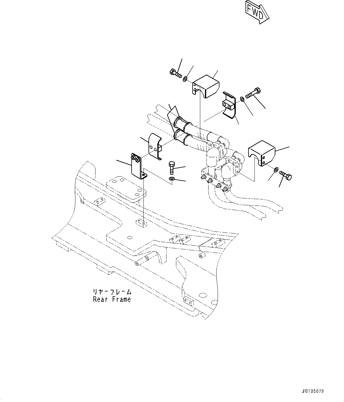 Komatsu parts book diagram for GD955-7M0 S/N 31001-UP: TRANSMISSION COOLING PIPING, MOUNTING(#30001-)