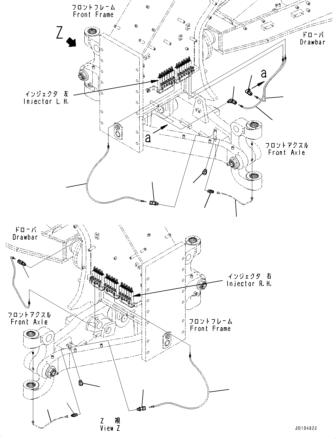 Komatsu parts book diagram for GD955-7M0 S/N 31001-UP: AUTO-GREASING SYSTEM, PIPING MOUNTING (1/3)(#30001-)