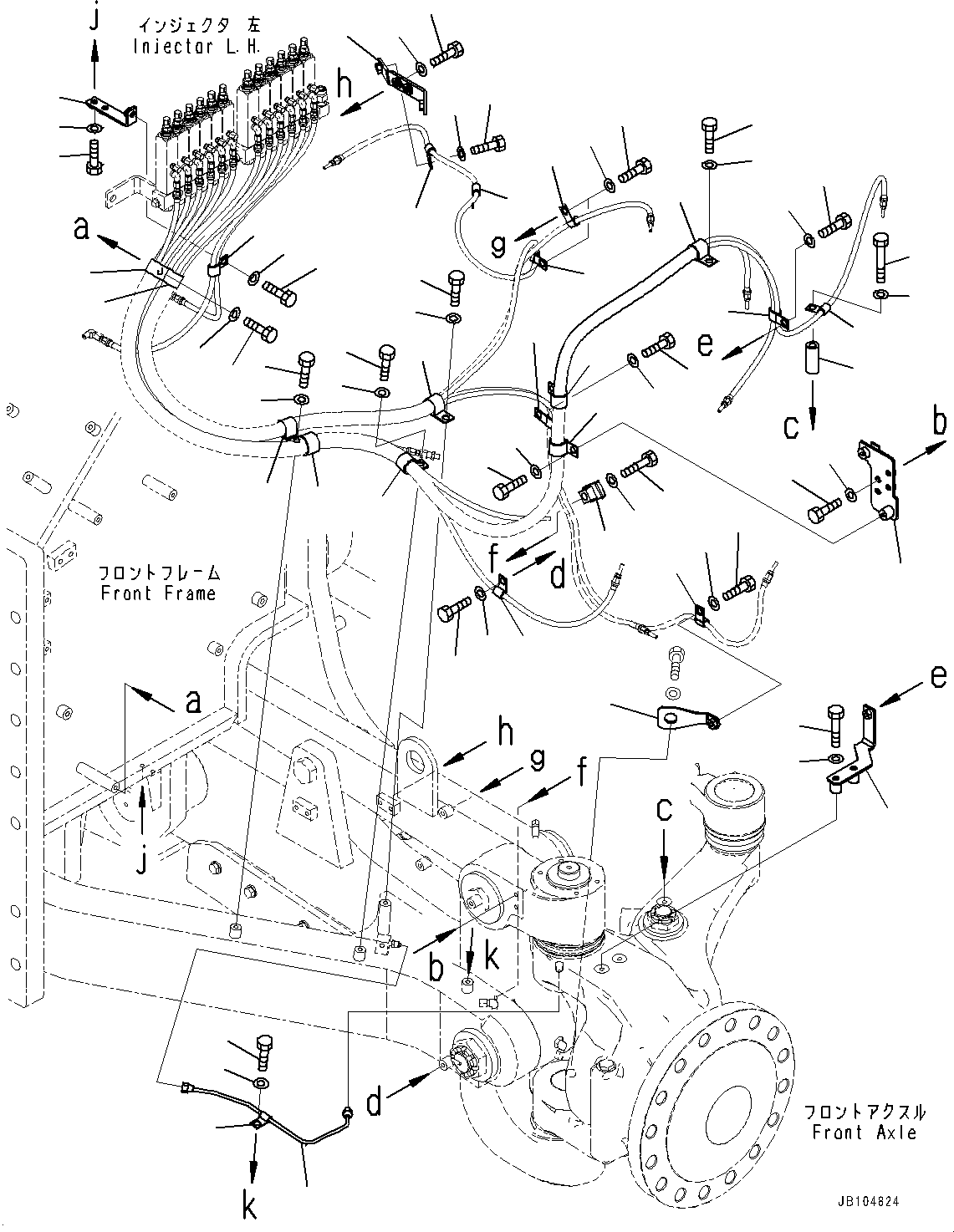 Komatsu parts book diagram for GD955-7M0 S/N 31001-UP: AUTO-GREASING SYSTEM, PIPING MOUNTING (2/3)(#30001-)
