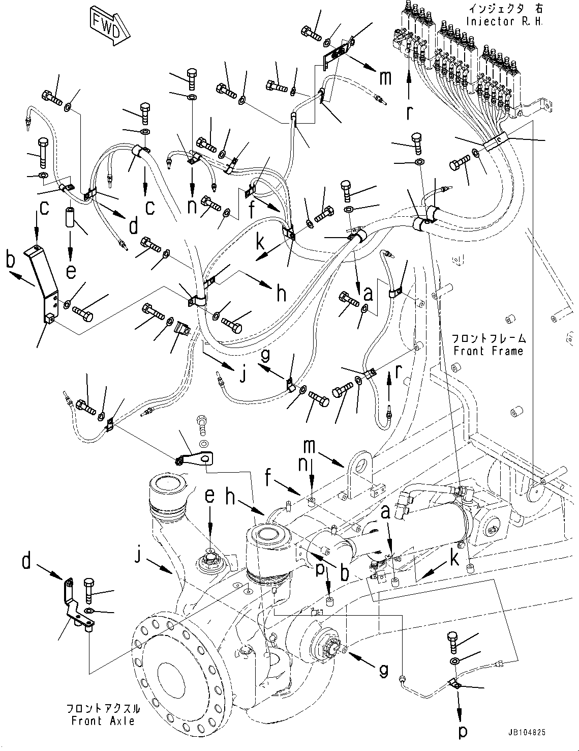 Komatsu parts book diagram for GD955-7M0 S/N 31001-UP: AUTO-GREASING SYSTEM, PIPING MOUNTING (3/3)(#30001-)