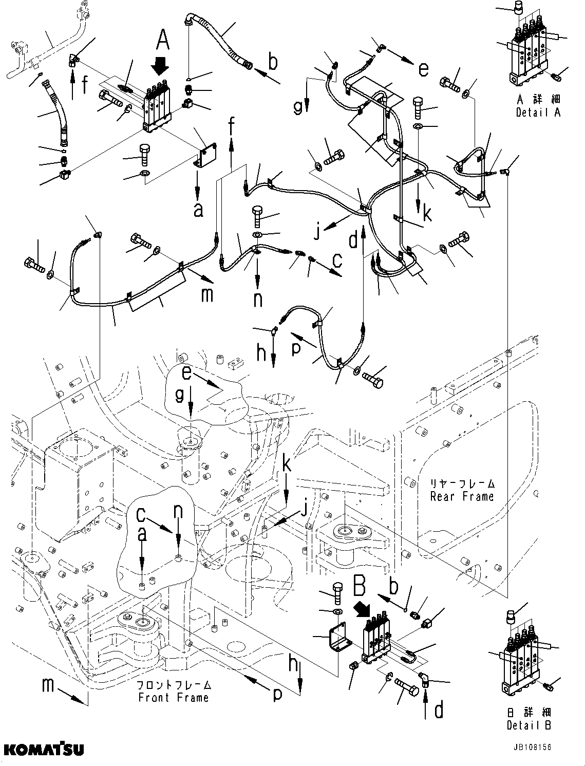 Komatsu parts book diagram for GD955-7M0 S/N 31001-UP: AUTO-GREASING SYSTEM, INJECTOR, REAR (1/2)(#30001-)