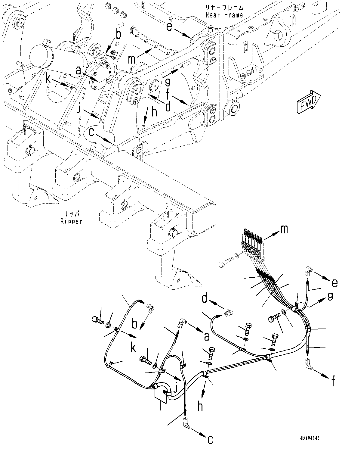 Komatsu parts book diagram for GD955-7M0 S/N 31001-UP: AUTO-GREASING SYSTEM, GREASE PIPING (5/5)(#30001-)
