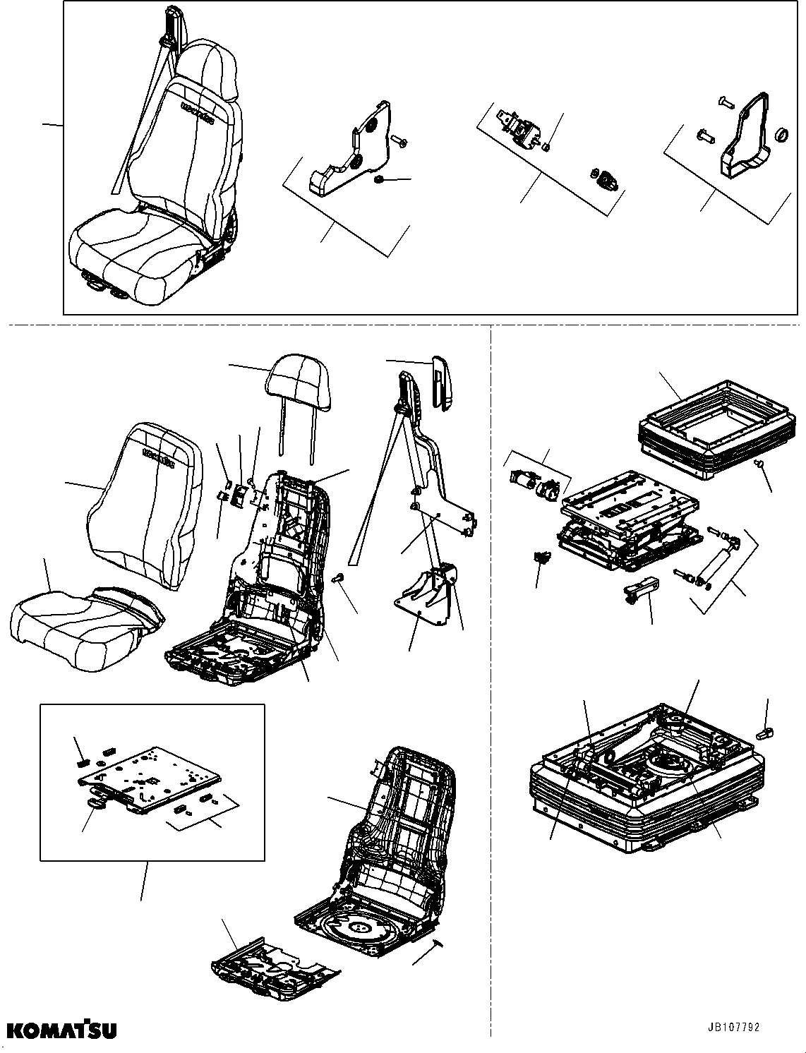 Komatsu parts book diagram for GD955-7M0 S/N 31001-UP: OPERATOR'S SEAT, (#30001-)