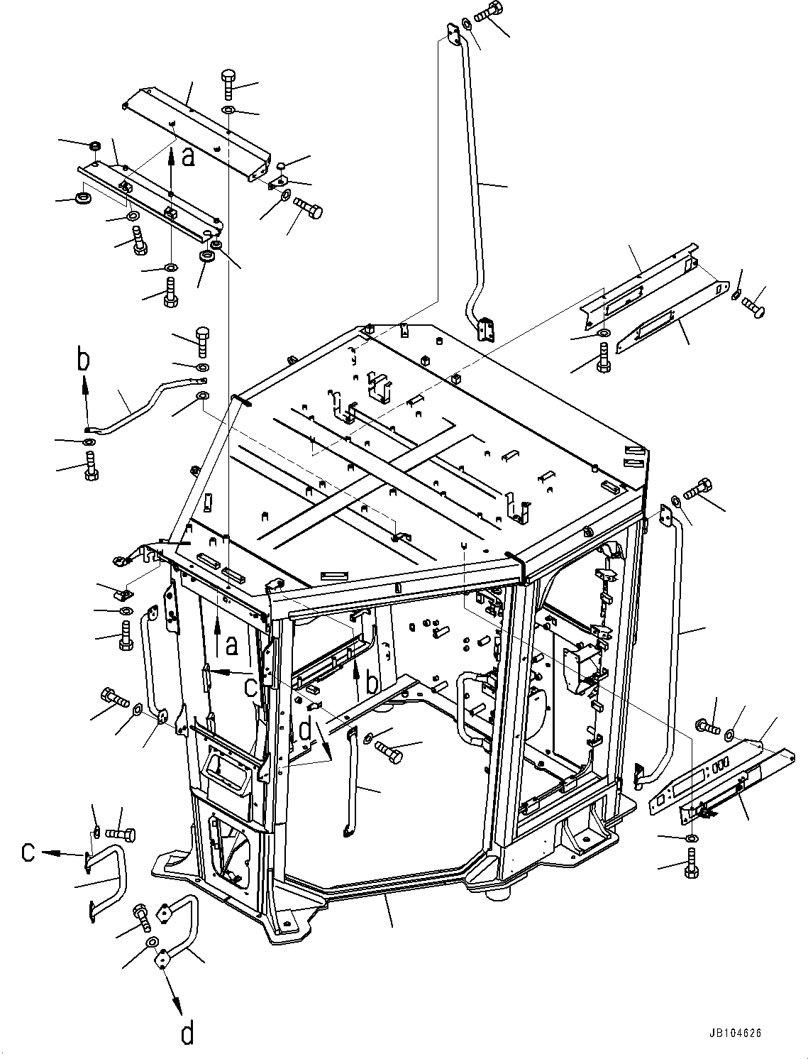 Komatsu parts book diagram for GD955-7M0 S/N 31001-UP: ROPS CAB, CAB BODY(#30001-)