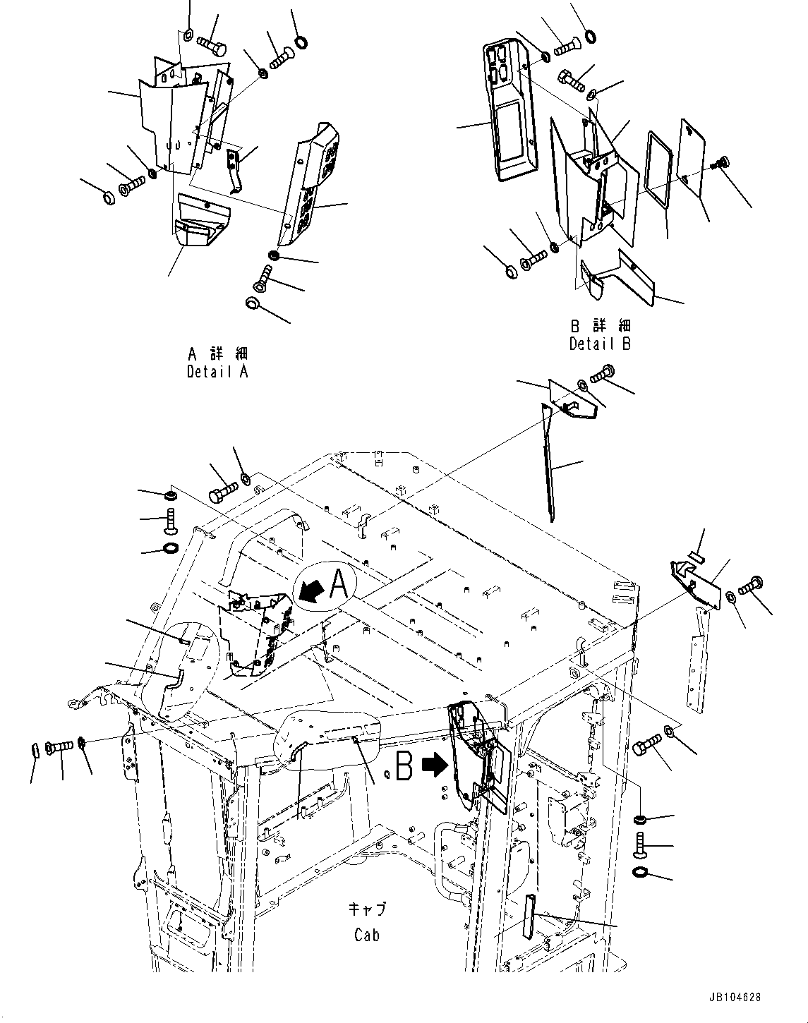 Komatsu parts book diagram for GD955-7M0 S/N 31001-UP: ROPS CAB, INTERIOR (2/2)(#30001-)