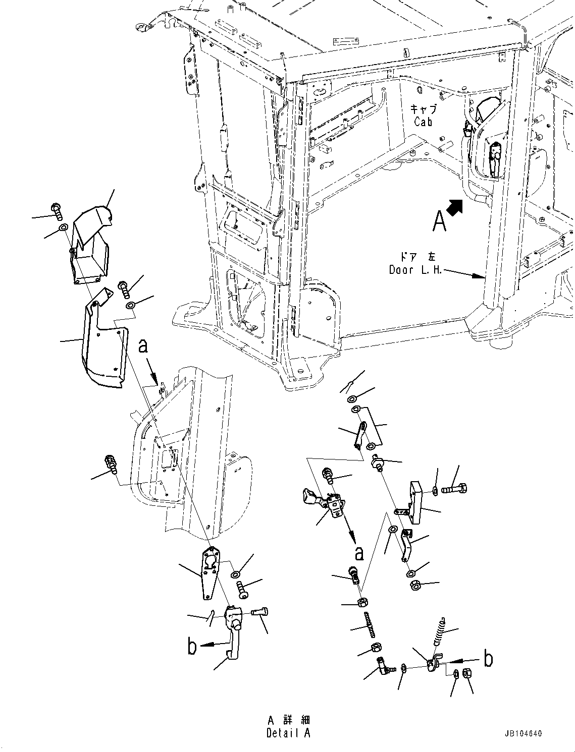 Komatsu parts book diagram for GD955-7M0 S/N 31001-UP: ROPS CAB, DOOR LOCK, L.H.(#30001-)