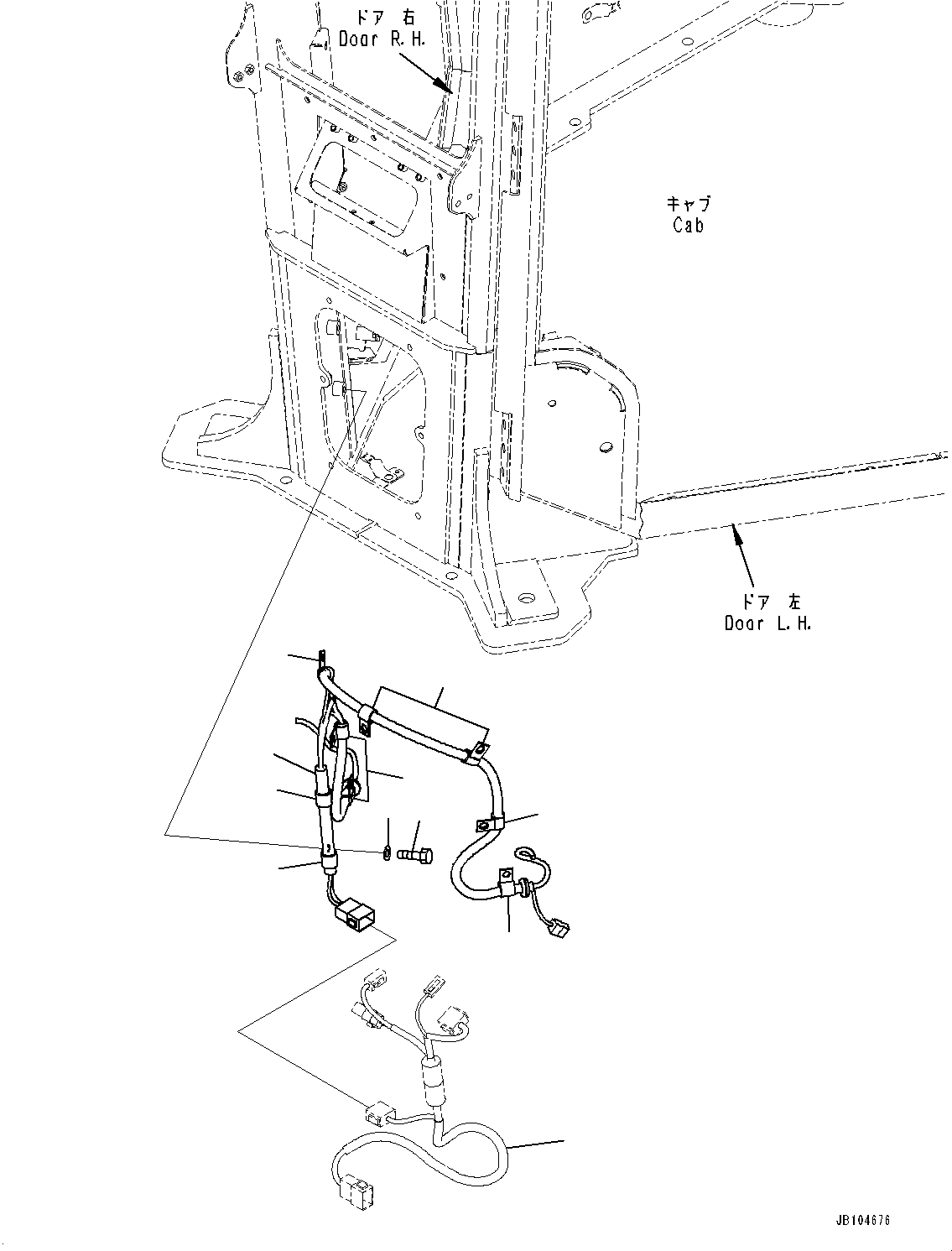 Komatsu parts book diagram for GD955-7M0 S/N 31001-UP: ROPS CAB, CAB WIRING HARNESS (2/2)(#30001-)