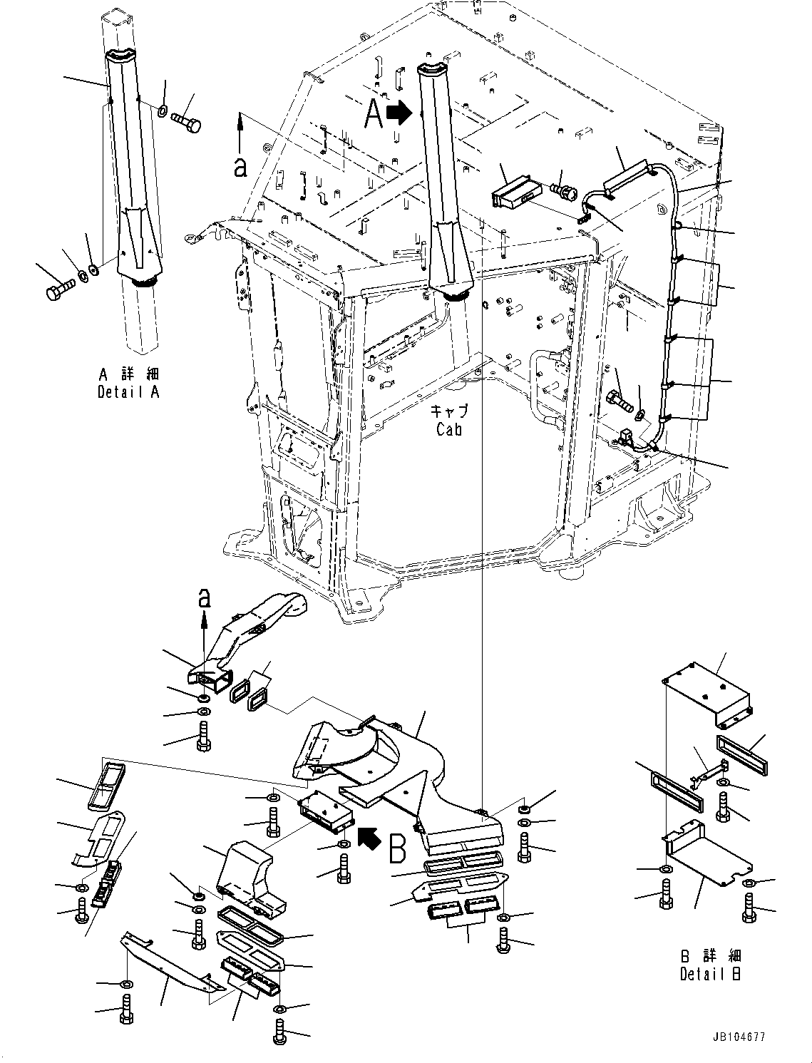 Komatsu parts book diagram for GD955-7M0 S/N 31001-UP: ROPS CAB, AIR CONDITIONER DUCT(#30001-)