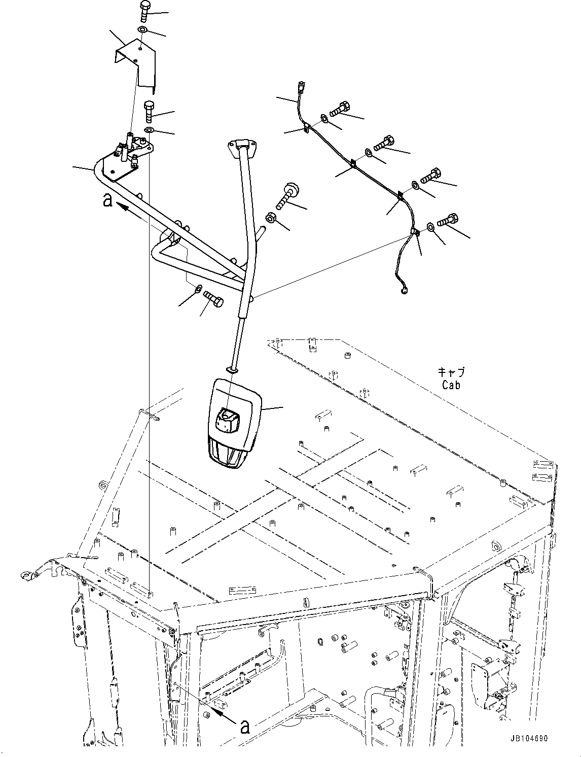 Komatsu parts book diagram for GD955-7M0 S/N 31001-UP: REARVIEW MIRROR, L.H. (WITH HEATER AND REMOTE CONTROL)(#30001-)