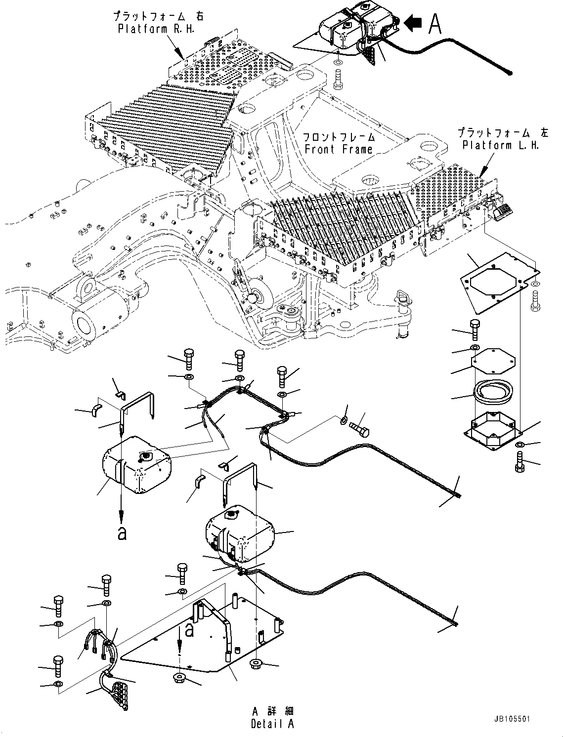 Komatsu parts book diagram for GD955-7M0 S/N 31001-UP: WINDOW WASHER, WINDOW WASHER TANK(#30001-)
