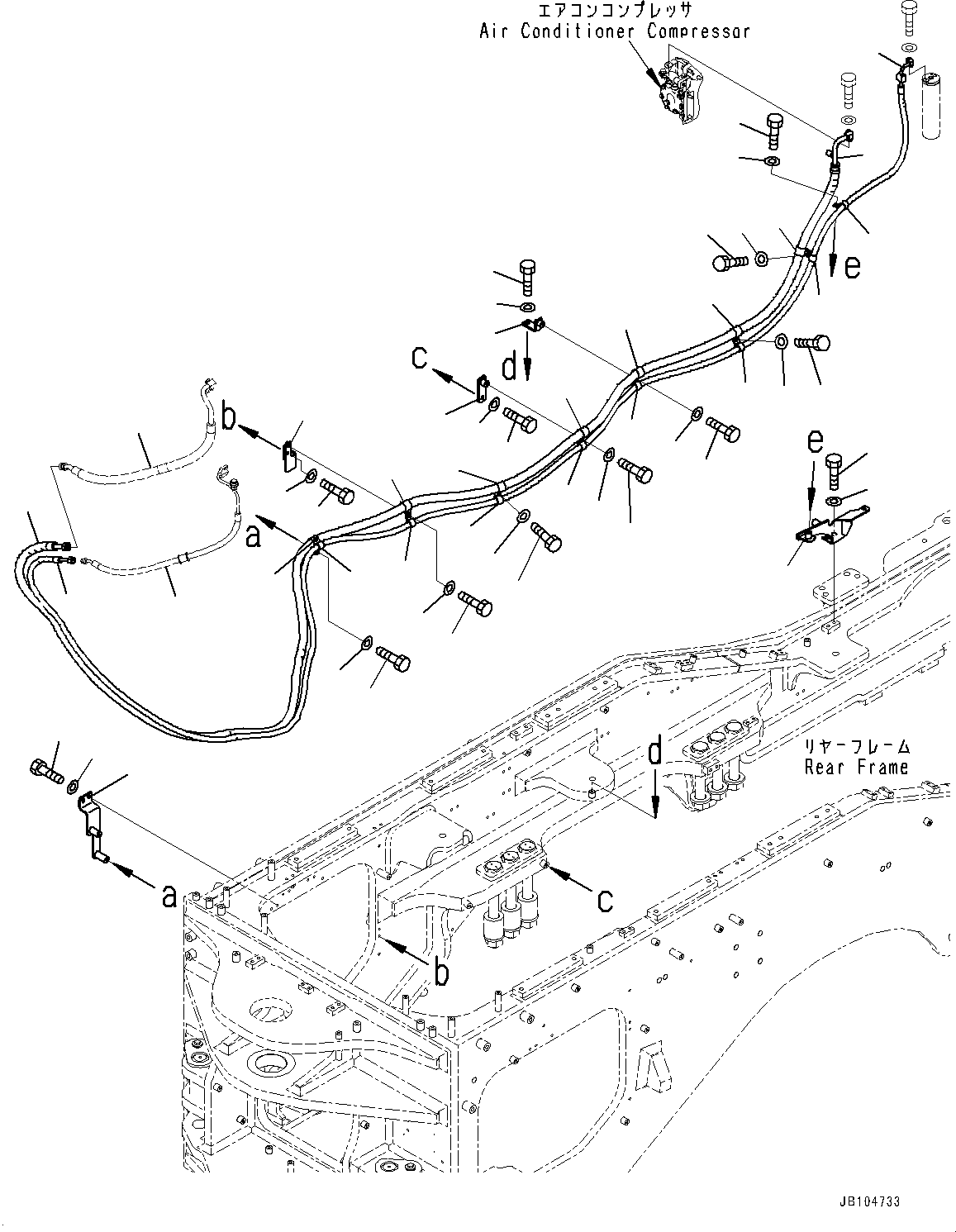 Komatsu parts book diagram for GD955-7M0 S/N 31001-UP: AIR CONDITIONER PIPING, PIPING AND MOUNTING(#30001-)