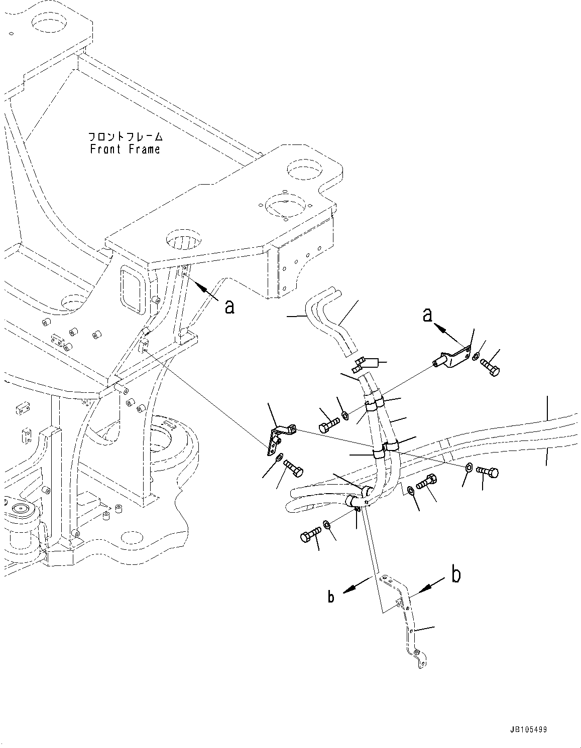 Komatsu parts book diagram for GD955-7M0 S/N 31001-UP: HEATER PIPING, MOUNTING (1/2)(#30001-)