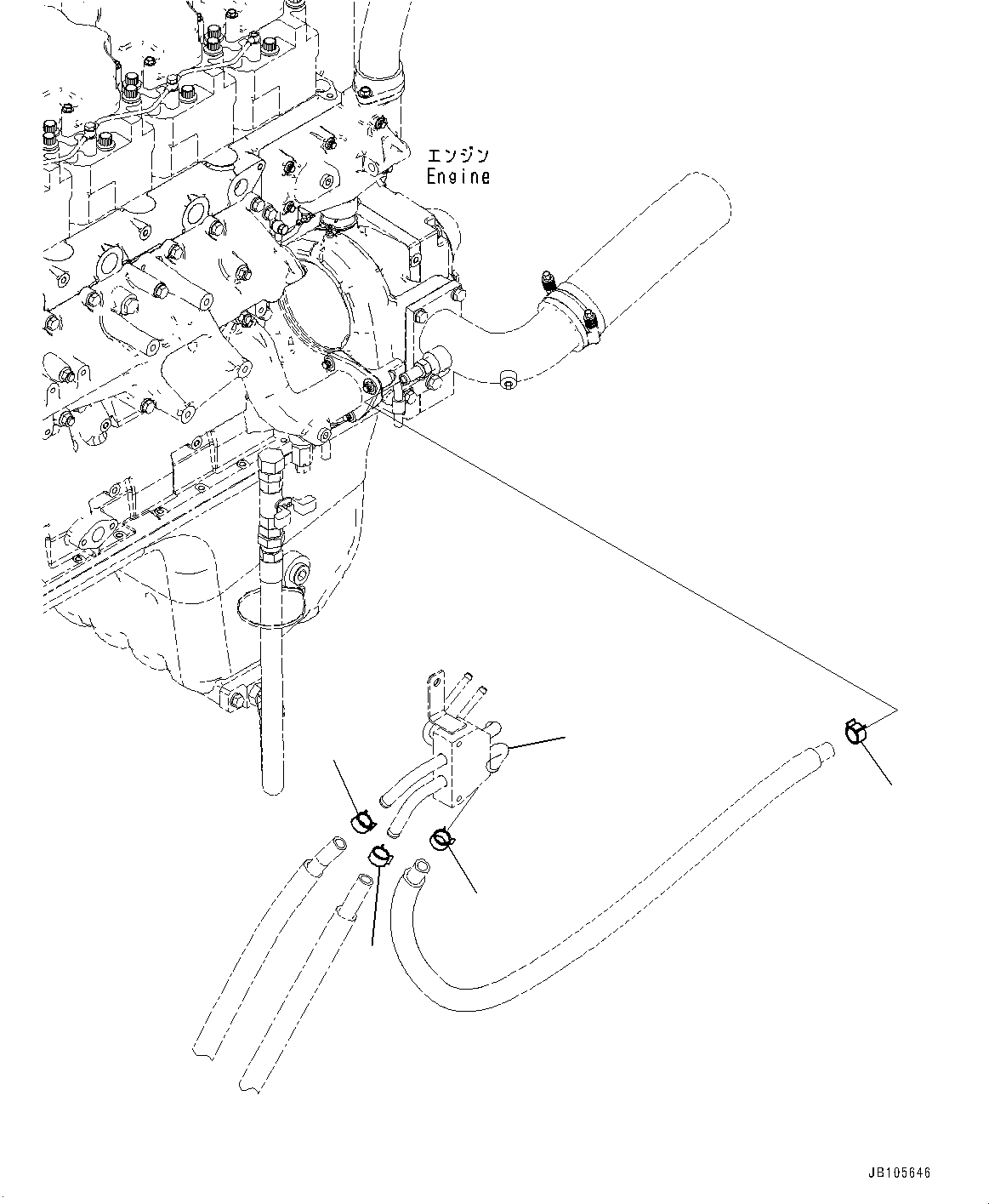Komatsu parts book diagram for GD955-7M0 S/N 31001-UP: HEATER PIPING, MOUNTING (2/2)(#30001-)