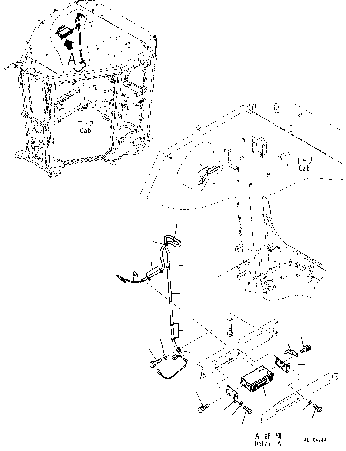 Komatsu parts book diagram for GD955-7M0 S/N 31001-UP: RADIO, (#30001-)