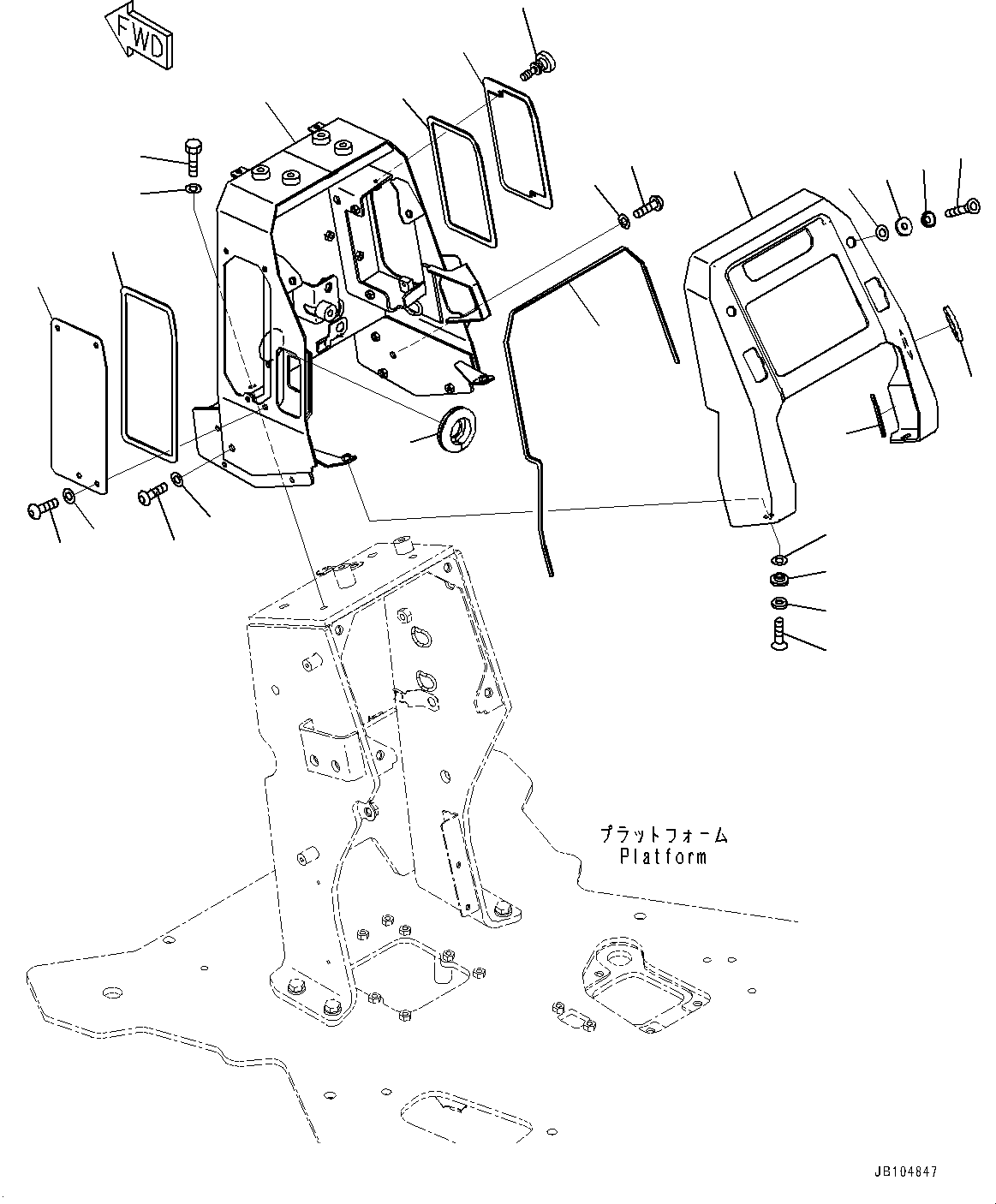Komatsu parts book diagram for GD955-7M0 S/N 31001-UP: FLOOR, CONSOLE, FRONT(#30001-)
