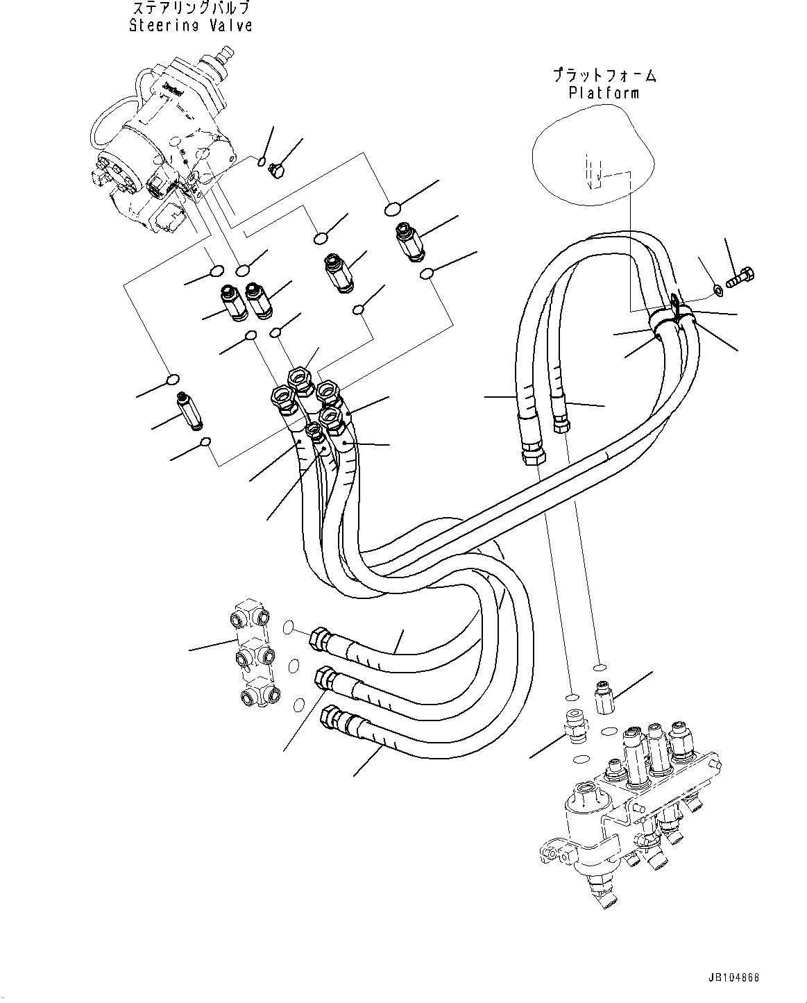Komatsu parts book diagram for GD955-7M0 S/N 31001-UP: FLOOR, STEERING VALVE (2/2)(#30001-)