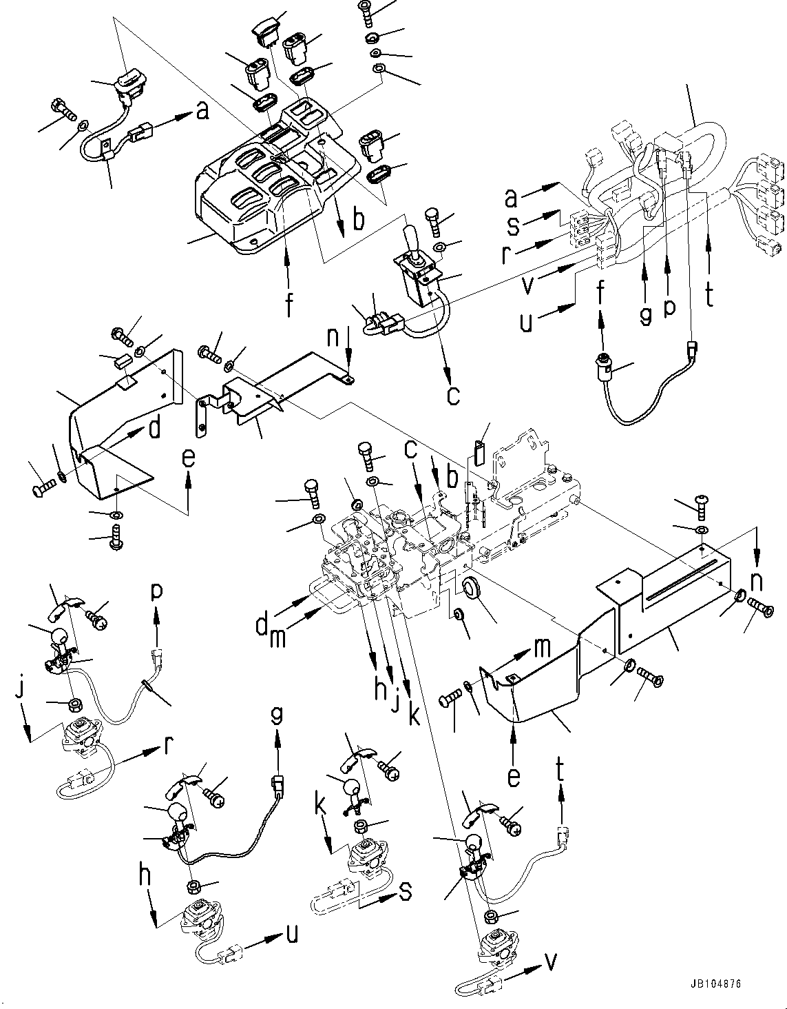 Komatsu parts book diagram for GD955-7M0 S/N 31001-UP: FLOOR, CONSOLE BOX, R.H. (1/2)(#30001-)