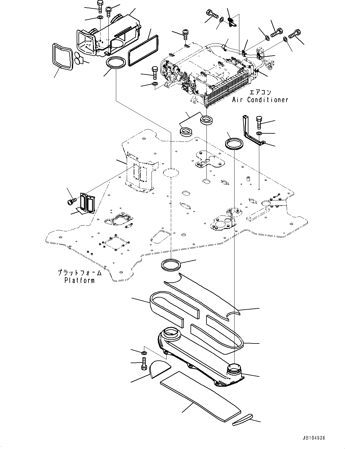 Komatsu parts book diagram for GD955-7M0 S/N 31001-UP: FLOOR, AIR CONDITIONER DUCT(#30001-)