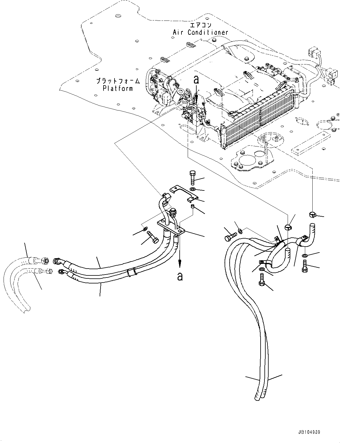 Komatsu parts book diagram for GD955-7M0 S/N 31001-UP: FLOOR, AIR CONDITIONER PIPING (1/2)(#30001-)