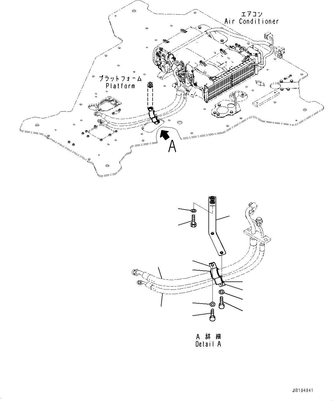Komatsu parts book diagram for GD955-7M0 S/N 31001-UP: FLOOR, AIR CONDITIONER PIPING MOUNTING(#30001-)