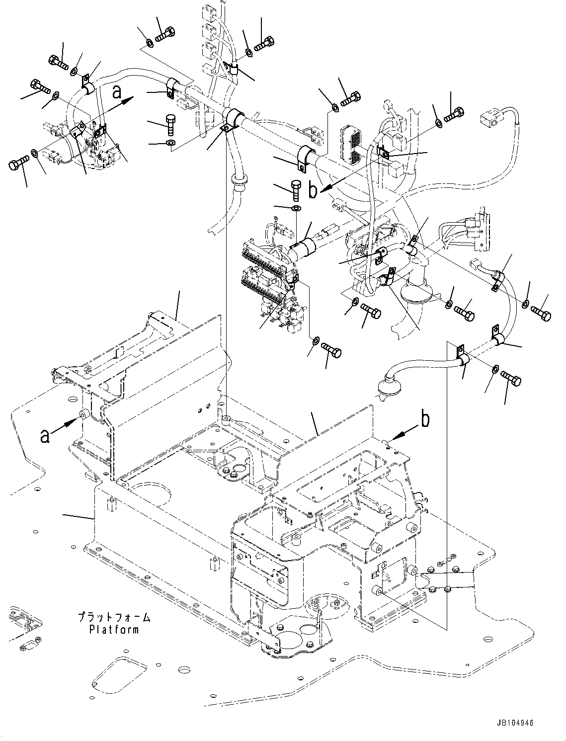 Komatsu parts book diagram for GD955-7M0 S/N 31001-UP: FLOOR, WIRING HARNESS MOUNTING (5/7)(#30001-)