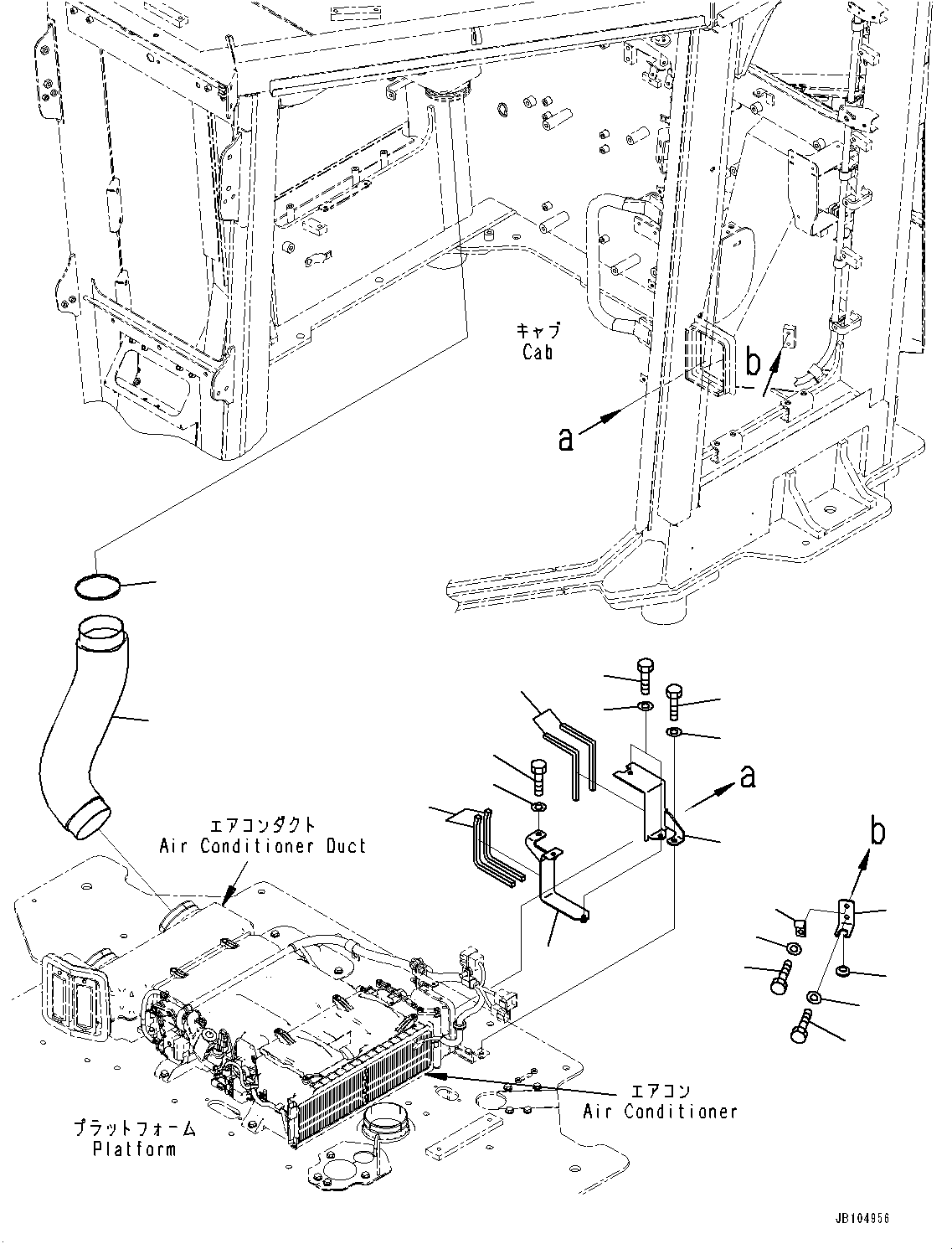 Komatsu parts book diagram for GD955-7M0 S/N 31001-UP: FLOOR, REAR DUCT(#30001-)