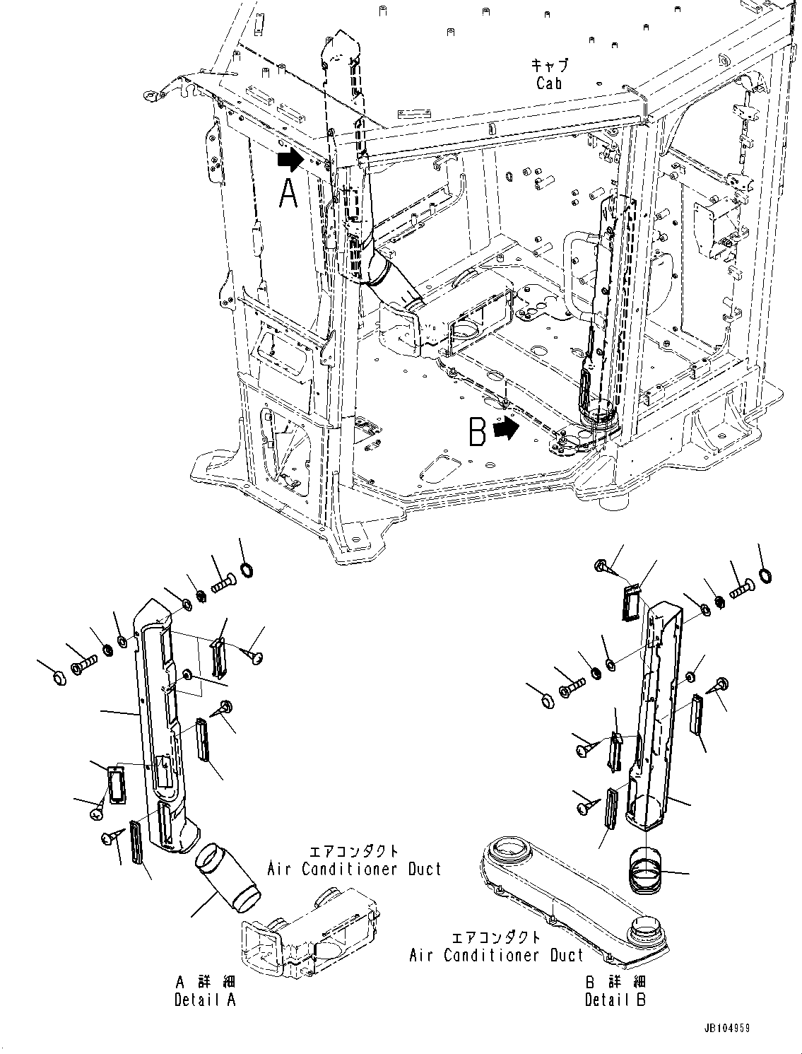 Komatsu parts book diagram for GD955-7M0 S/N 31001-UP: FLOOR, FACE DUCT(#30001-)