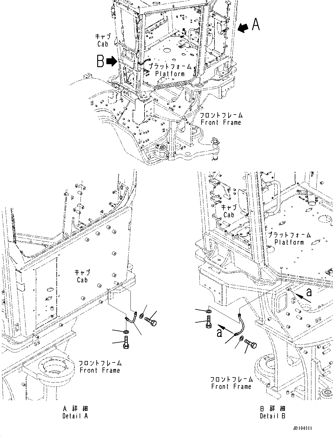 Komatsu parts book diagram for GD955-7M0 S/N 31001-UP: FLOOR, GROUND CABLE(#30001-)
