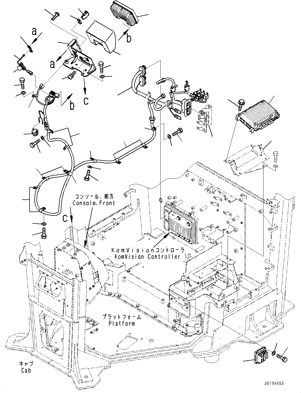Komatsu parts book diagram for GD955-7M0 S/N 31001-UP: FLOOR, MONITOR AND CONTROLLER (WITHOUT KOMVISION, RADAR)(#30001-)