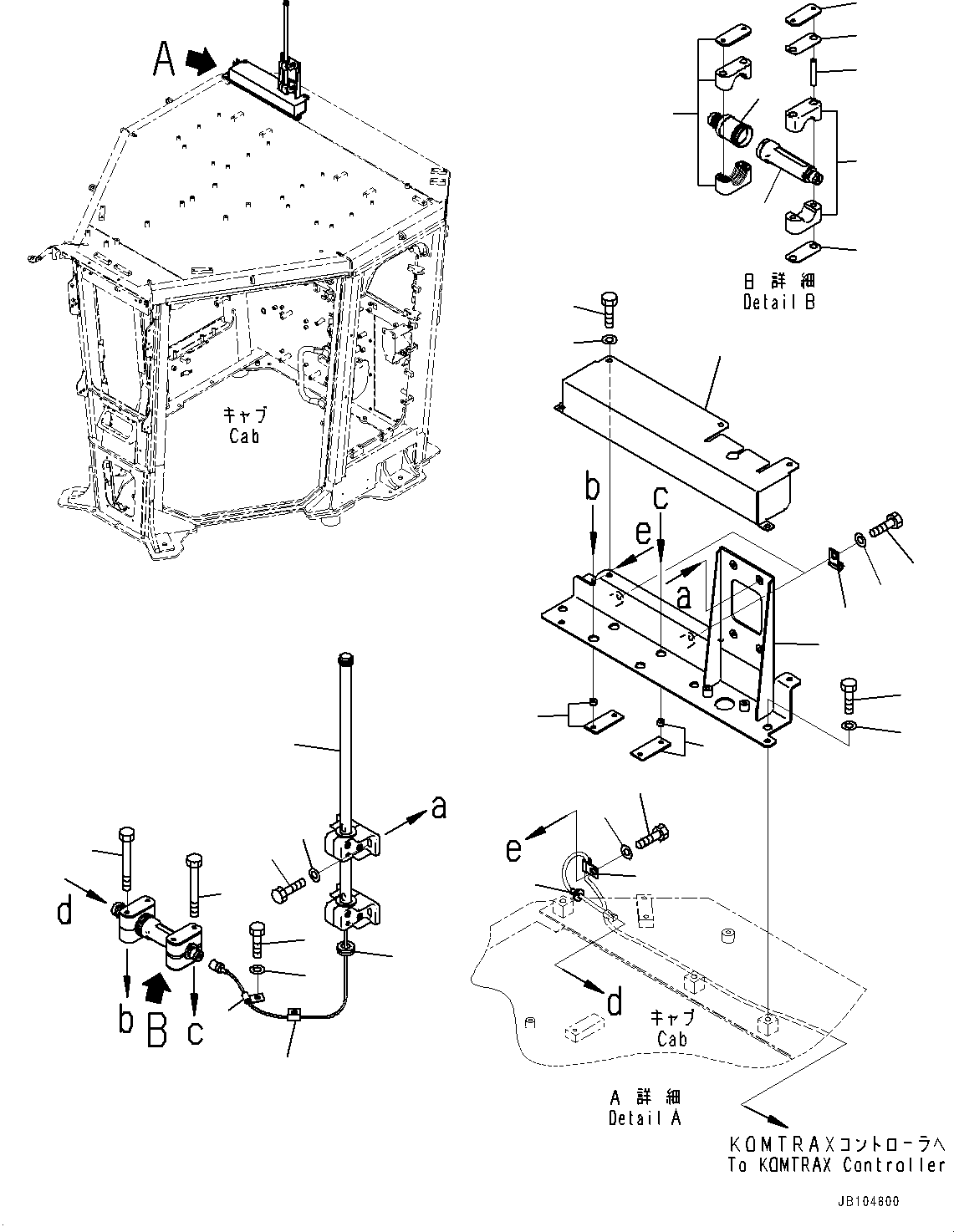 Komatsu parts book diagram for GD955-7M0 S/N 31001-UP: KOMTRAX CONTROLLER, KOMTRAX ANTENNA(#30001-)