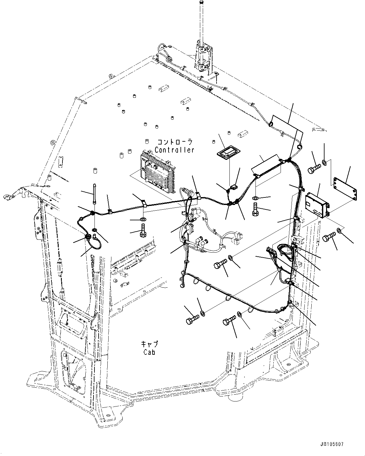 Komatsu parts book diagram for GD955-7M0 S/N 31001-UP: KOMTRAX CONTROLLER, (1/2) (WITH KOMTRAX, WITH ORBCOMM AND WI-FI ANTENNA)(#30001-)