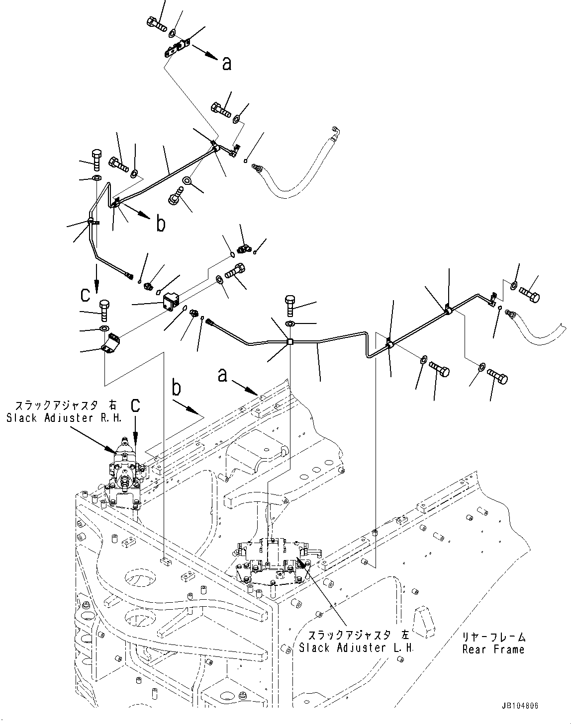 Komatsu parts book diagram for GD955-7M0 S/N 31001-UP: BRAKE PIPING, MAIN PIPING(#30001-)