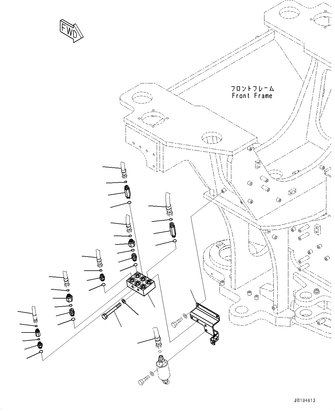 Komatsu parts book diagram for GD955-7M0 S/N 31001-UP: BRAKE PIPING, BLOCK (1/3)(#30001-)